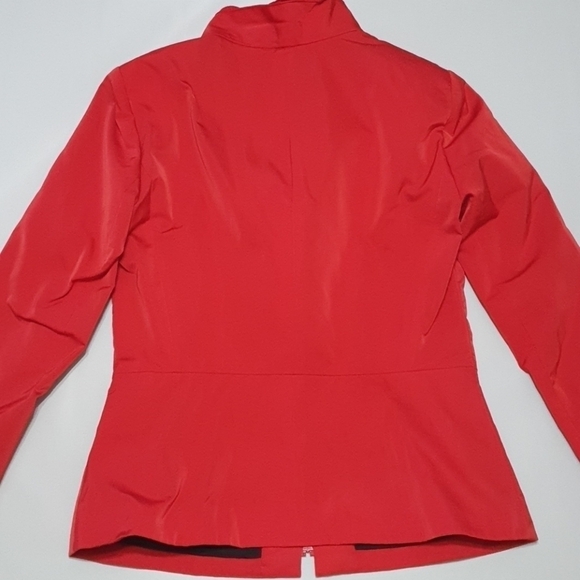 Lafayette 148 NY Jacket Red Crisp Taffeta Ruffle C - Picture 4 of 8
